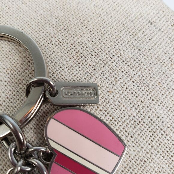 Coach BCA Breast Cancer Awareness Pink Multi Mix Crystal Enamel Keychain Charms - Picture 11 of 16